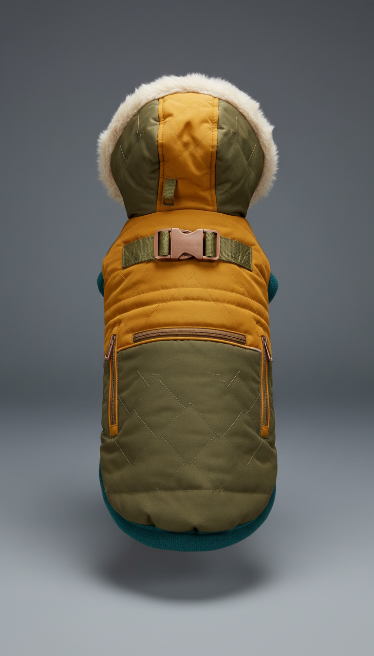 Dog wearing a warm winter coat